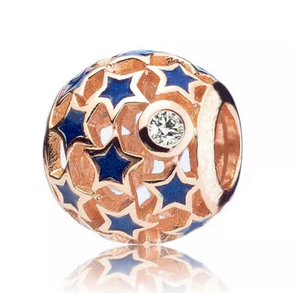 NEW•Rosegold Stars round hollow DIY charm/bead